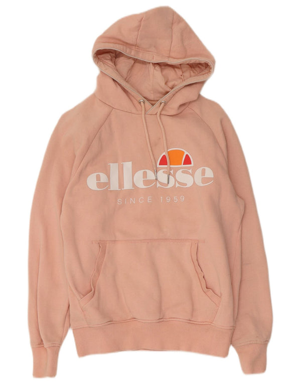 Ellesse Womens Graphic Hoodie Pullover UK 10 Small Rosa Baumwolle