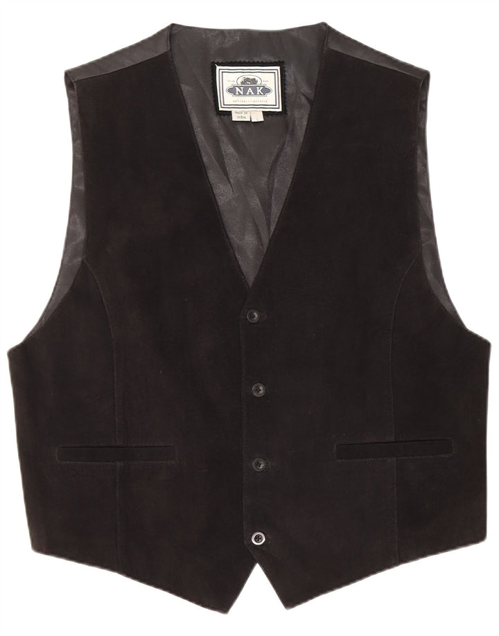 Vintage Herren Lederweste Groß Schwarz