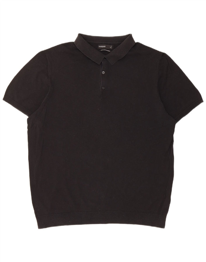 Marks & Spencer Herren-Poloshirt XL, schwarze Seide