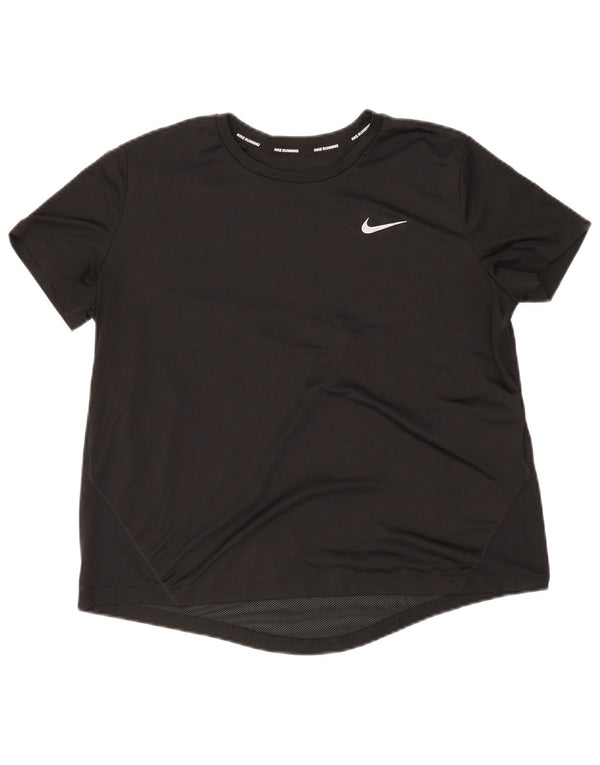 Nike Damen Dri Fit T-Shirt Top UK 16 Large Schwarz Polyester
