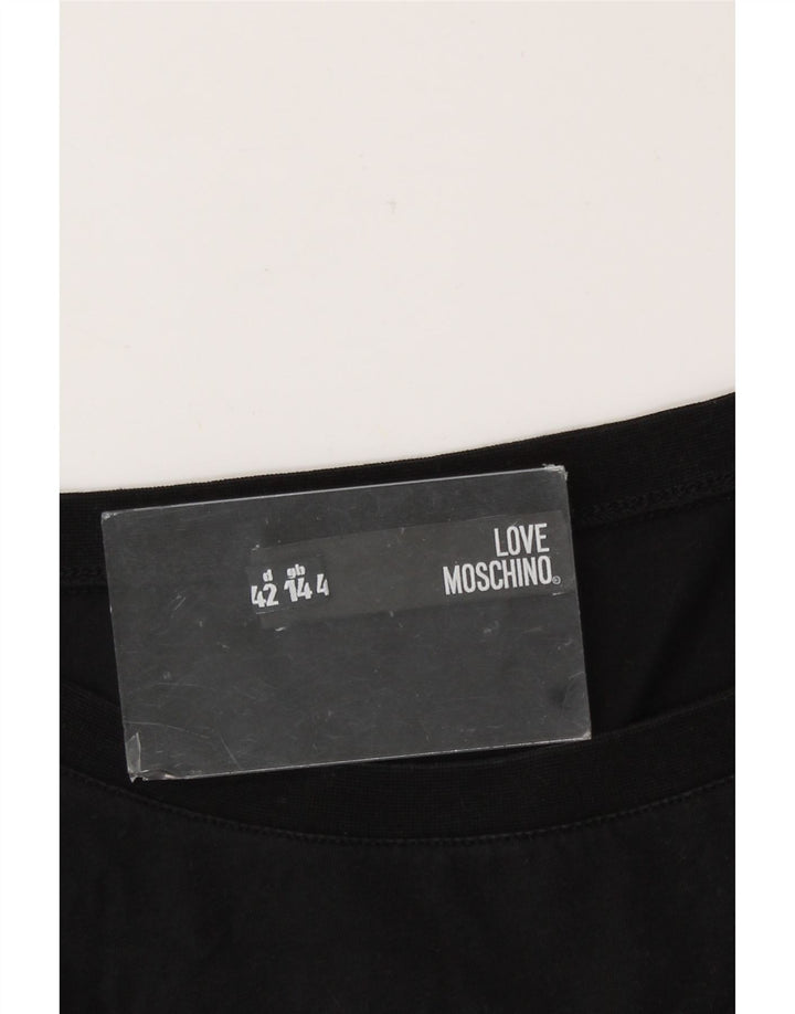 Moschino Damen Grafik-T-Shirt-Oberteil UK 14 Large Schwarz