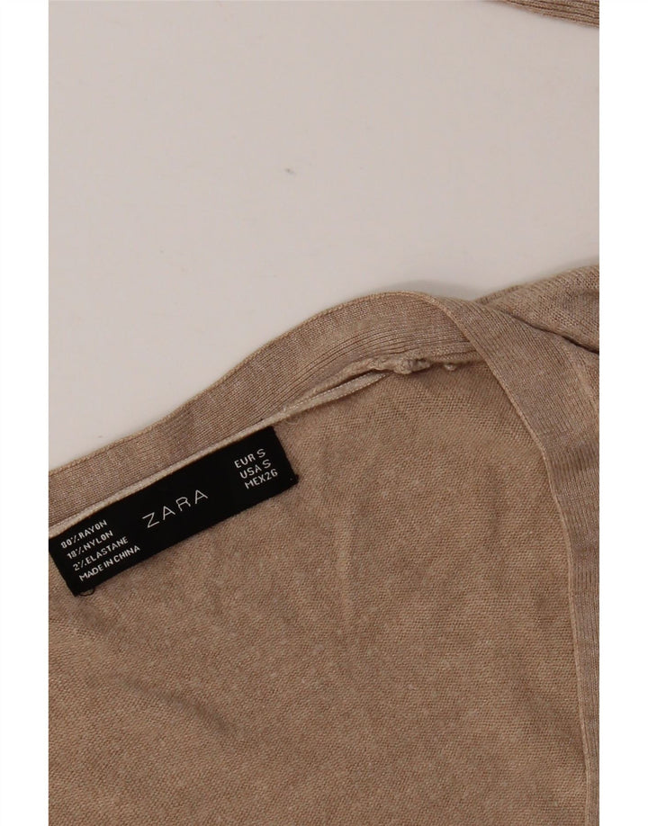 Zara Damen-Pullover mit V-Ausschnitt, Gr. 10, Größe S, Beige