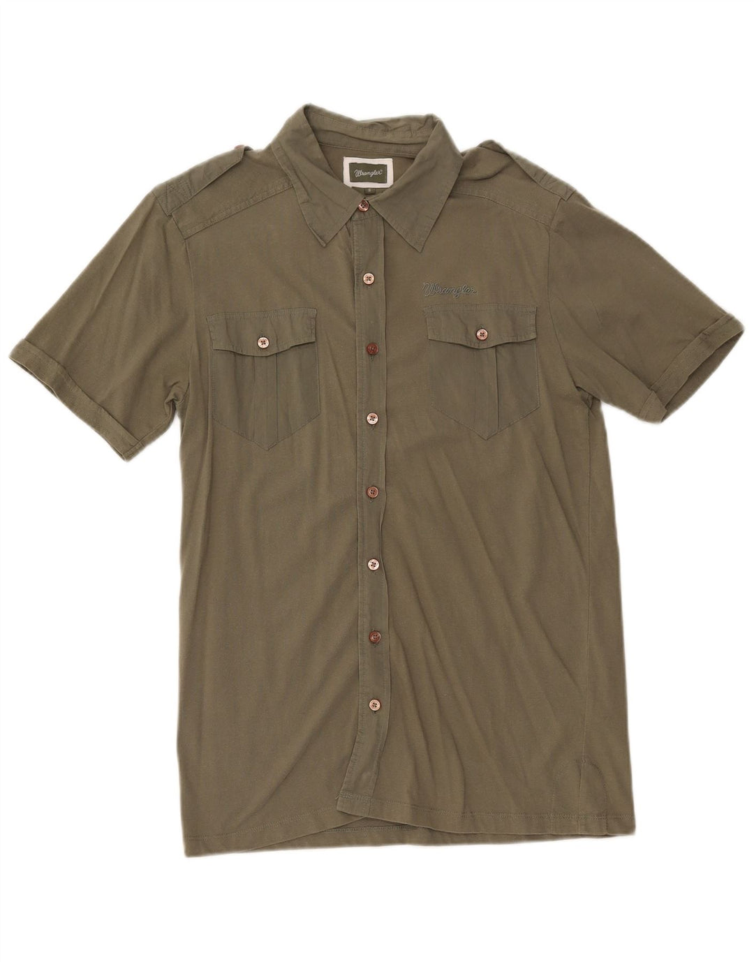 WRANGLER Herren-Militär-Kurzarmhemd, klein, Khaki, Baumwolle