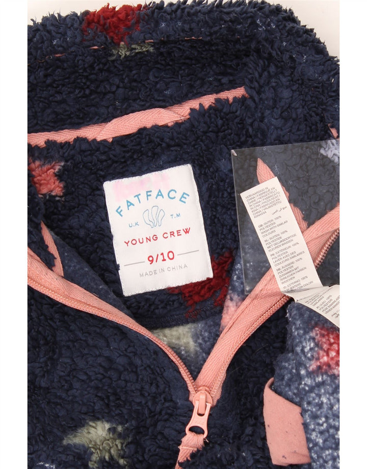 FAT FACE Girls Abstract Pattern Fleece Jumper 9-10 Years Navy Blue Vintage Fat Face and Second-Hand Fat Face from Messina Hembry 