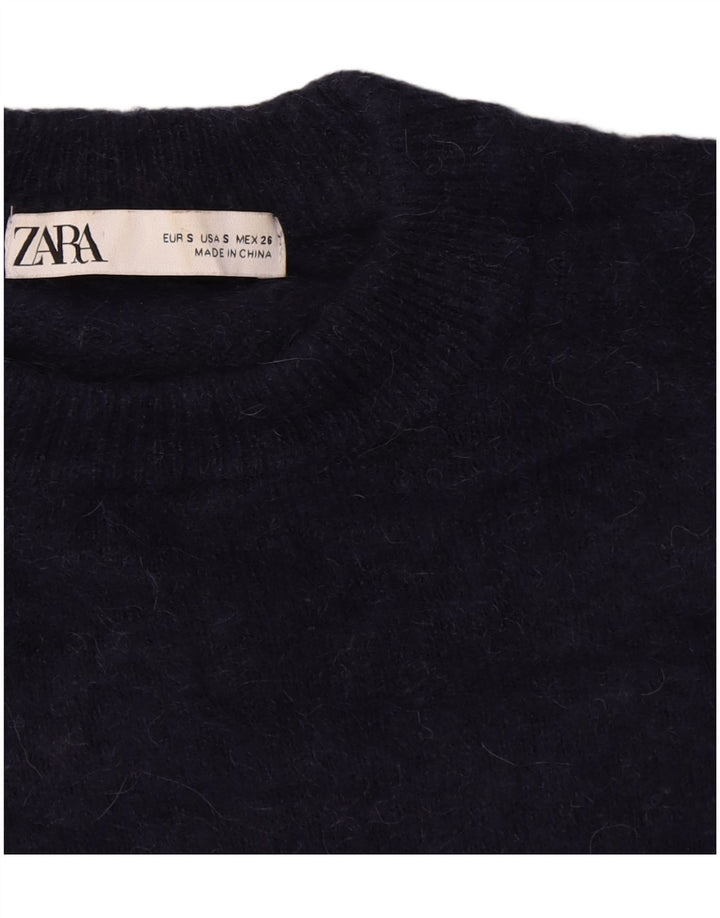 Zara Damen-Pullover, übergroß, Rundhalsausschnitt, Gr. 10, Marineblau