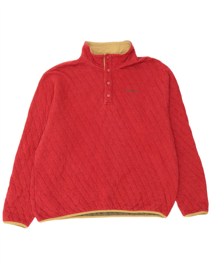 Orvis Herren-Sweatshirt mit Knopfkragen, XL, rote Baumwolle