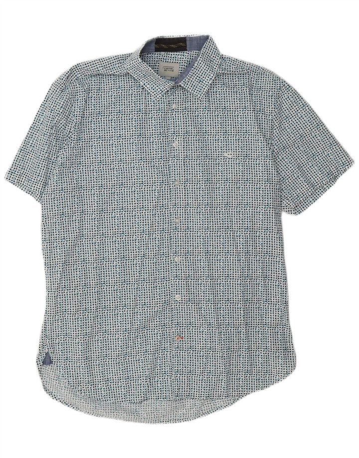 Camel Active Herren Kurzarm-Slim-Fit-Hemd, groß, blau gepunktet, Baumwolle