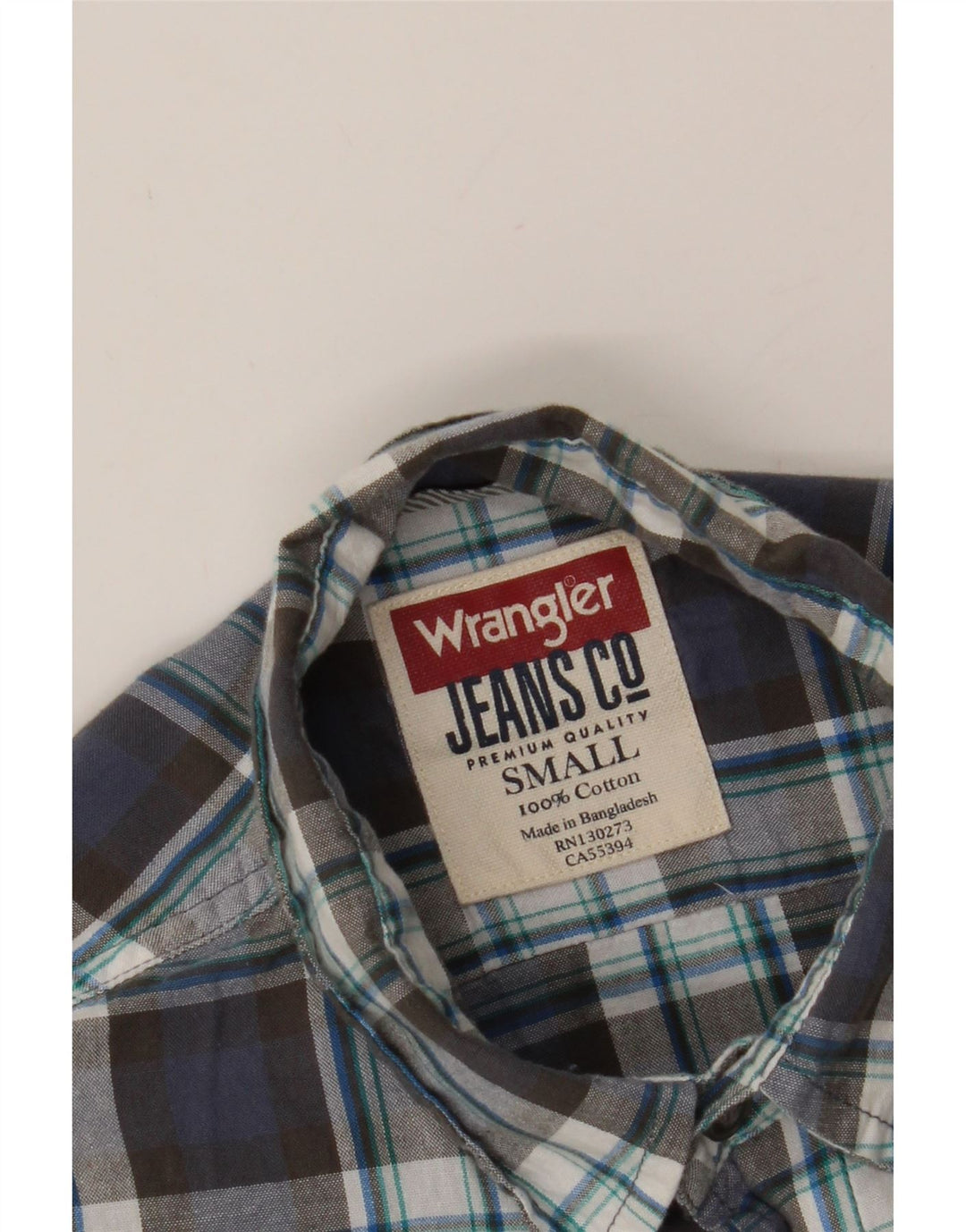 WRANGLER Mens Shirt Small Blue Check Cotton Vintage Wrangler and Second-Hand Wrangler from Messina Hembry 