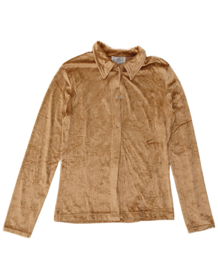 SQUAW Damen-Hemdbluse aus Velours, UK 12, Mittelbeige, Acryl