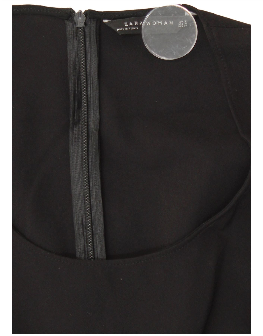 Zara Damen Ärmelloses, figurbetontes Kleid UK 12 Medium Schwarz Polyester