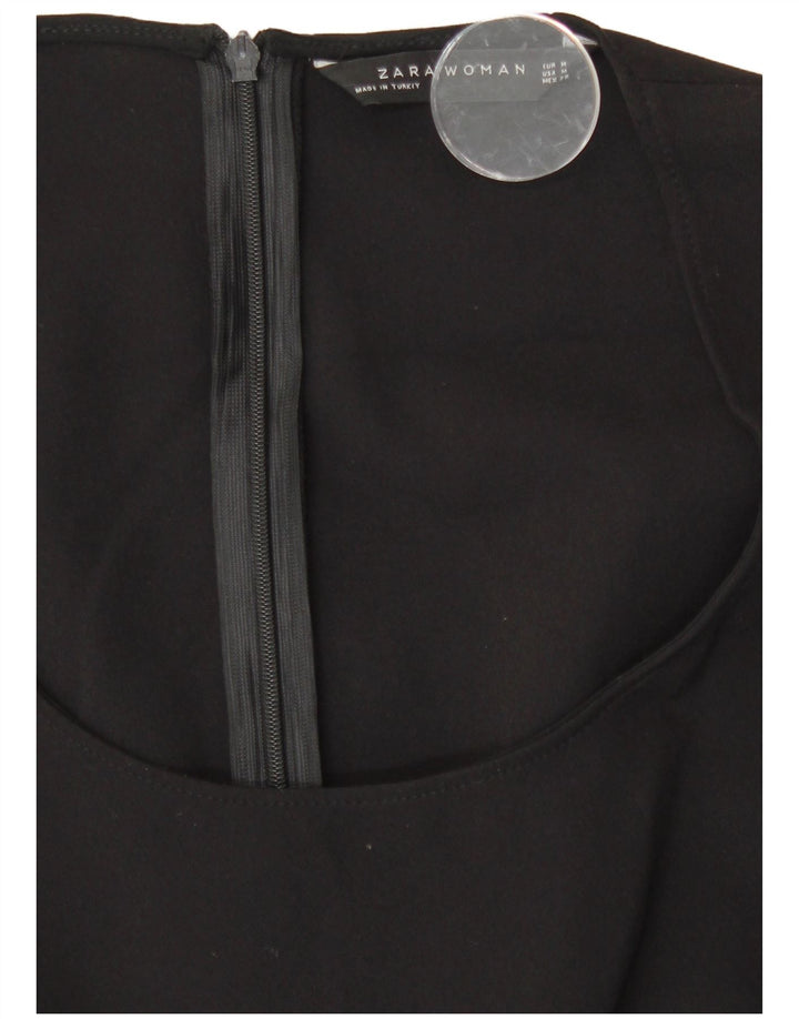 Zara Damen Ärmelloses, figurbetontes Kleid UK 12 Medium Schwarz Polyester