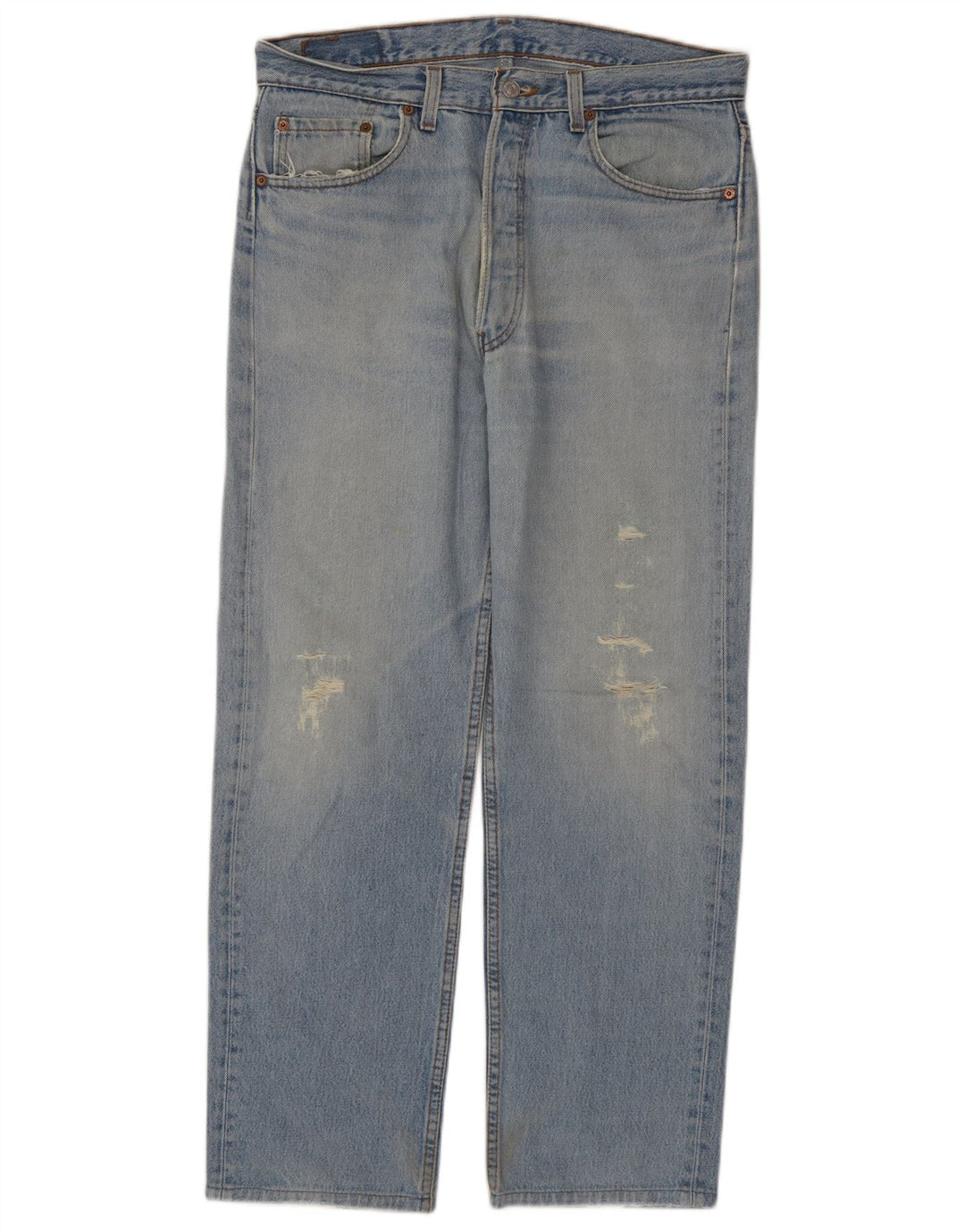Levi's Herren 501 Distressed Straight Jeans W34 L29 Blaue Baumwolle