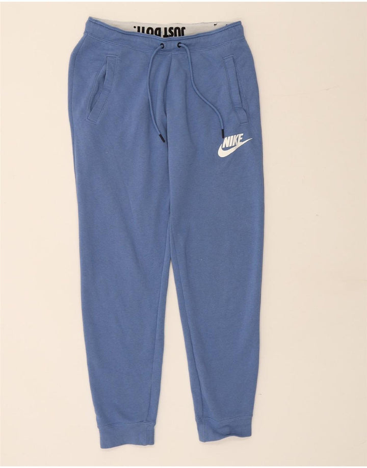 NIKE Mens Graphic Tracksuit Trousers Joggers Small Blue Cotton