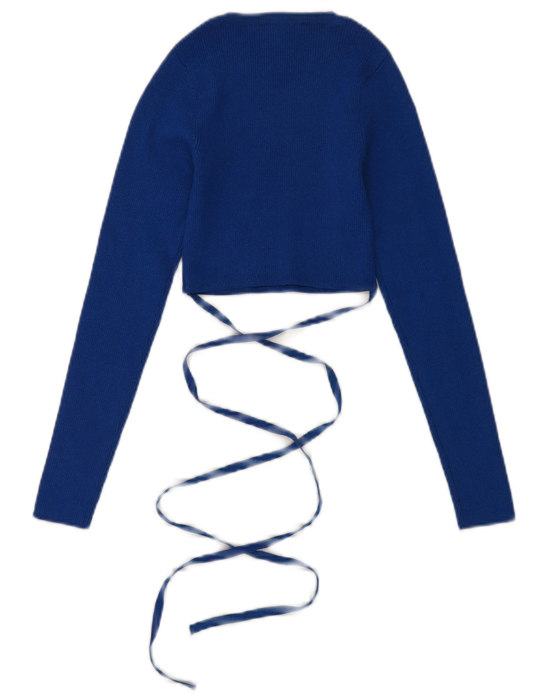 ZARA Damen Pullover mit bauchfreiem U-Boot-Ausschnitt, Gr. 8, Blau, Viskose