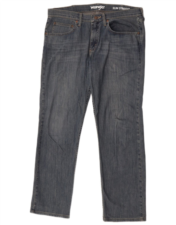 Wrangler Herren Slim Straight Jeans W34 L30 Blaue Baumwolle