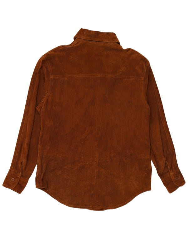 VINTAGE Damen Wildlederhemd UK 16 Large Braun
