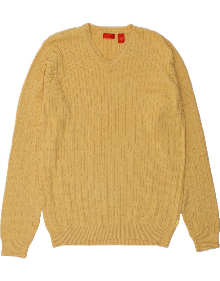 IZOD Mens V-Neck Jumper Sweater Large Yellow Cotton Vintage Izod and Second-Hand Izod from Messina Hembry 