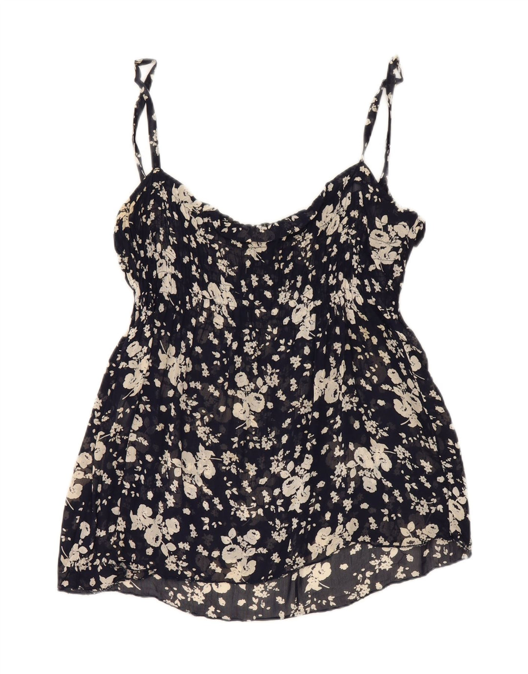 ROMAN'S Womens Cami Top UK 12 Medium Navy Blue Floral Vintage Roman's and Second-Hand Roman's from Messina Hembry 