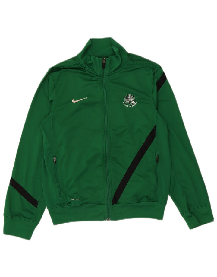 Nike Dri Fit Trainingsanzug-Oberteil für Jungen, 10–11 Jahre, Mittelgrün, Farbblock