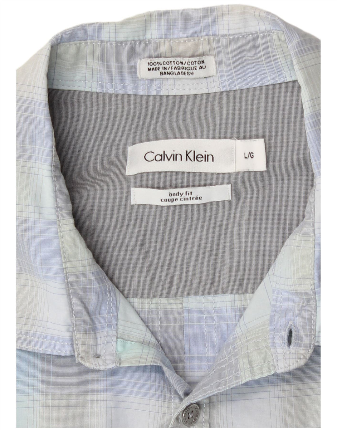 Calvin Klein Herrenhemd, groß, blau kariert, Baumwolle