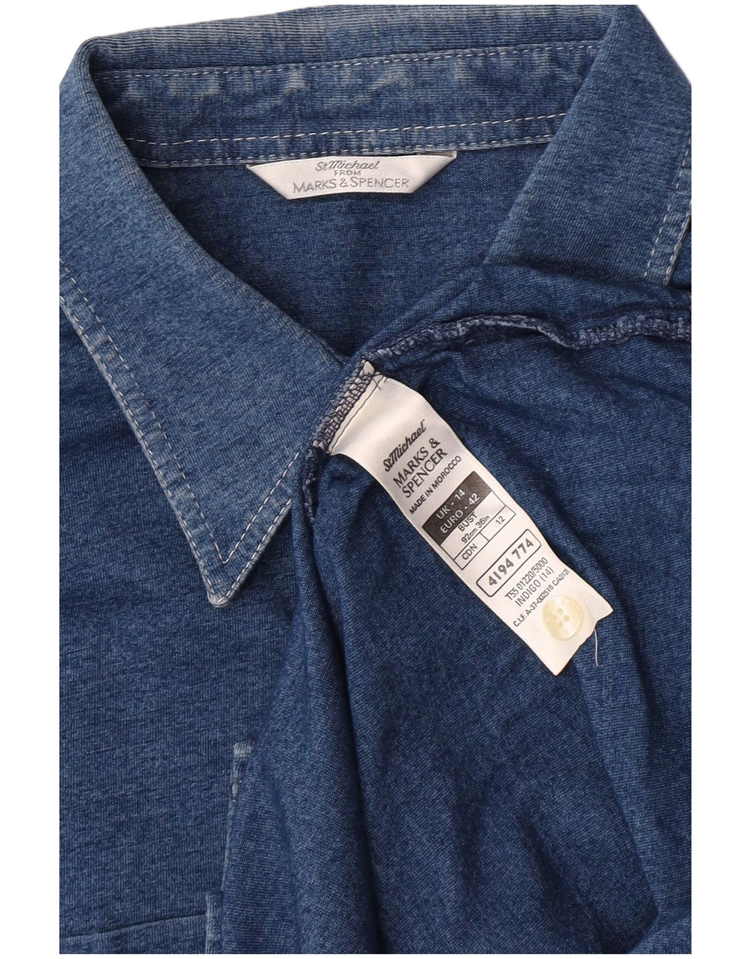 Marks & Spencer Damenhemd UK 14 Mittelmarineblaue Baumwolle