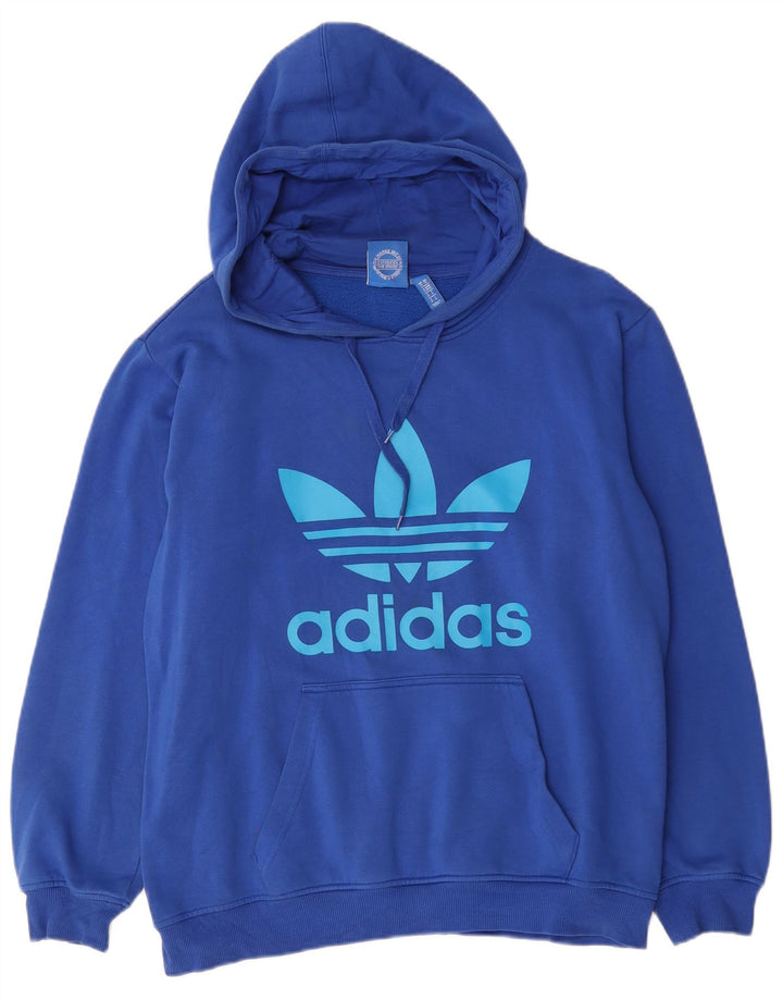 Adidas Herren Graphic Hoodie Pullover mittelblaue Baumwolle