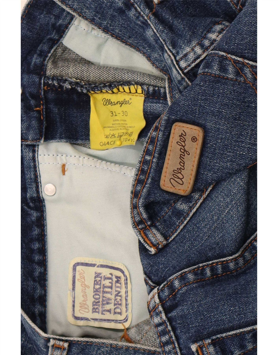 Wrangler Womens Grace Straight Jeans W31 L30 Blaue Baumwolle