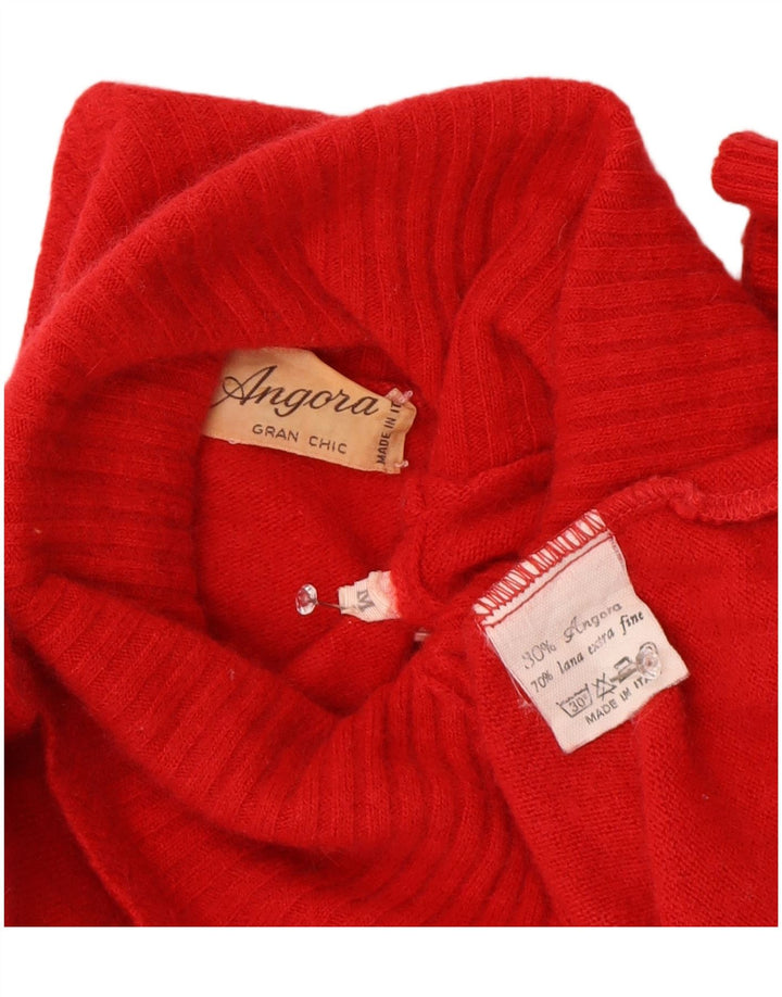 Vintage Damen Schalhalspullover Pullover UK 12 Mittelrote Wolle