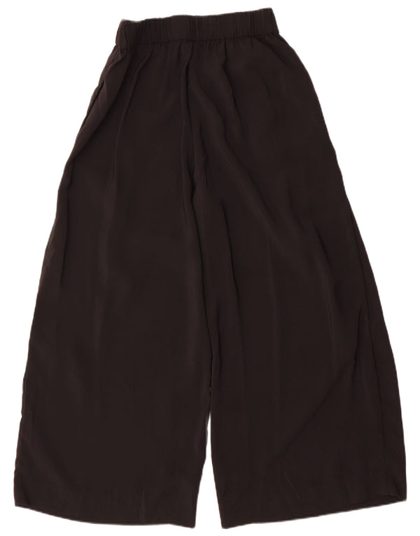 Zara Damen-Hose mit weitem Bein, kurz geschnitten, Größe M, W30, L24, Schwarz, Polyester