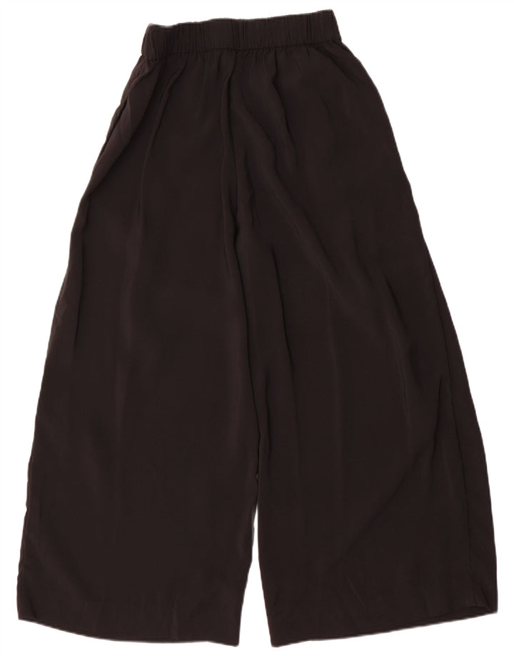 Zara Damen-Hose mit weitem Bein, kurz geschnitten, Größe M, W30, L24, Schwarz, Polyester