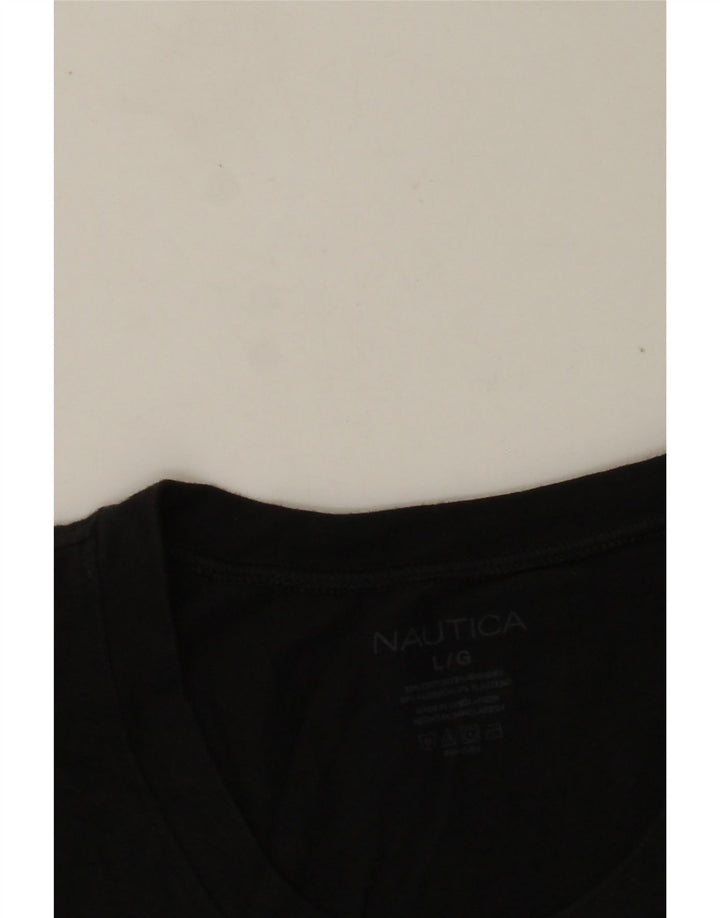 NAUTICA Herren T-Shirt Top Large Schwarz Baumwolle