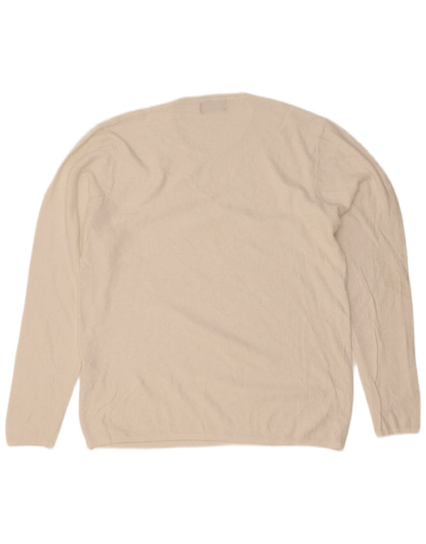 Zara Mens Crew Neck Jumper Sweater Large White Viscose