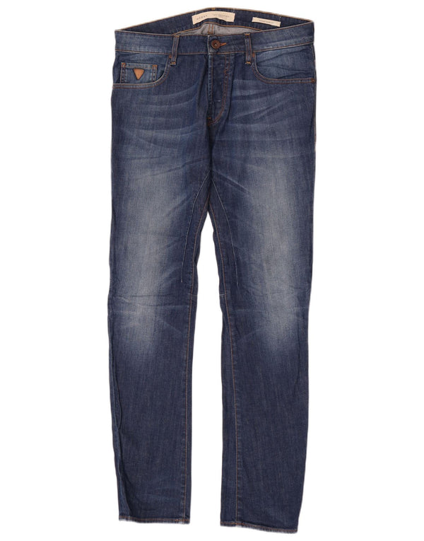Guess Mens Slim Jeans W32 L34 Blue Cotton