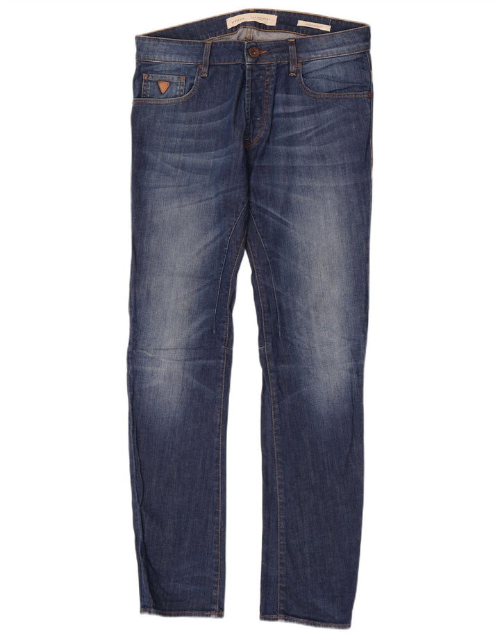 Guess Herren Slim Jeans W32 L34 Blaue Baumwolle