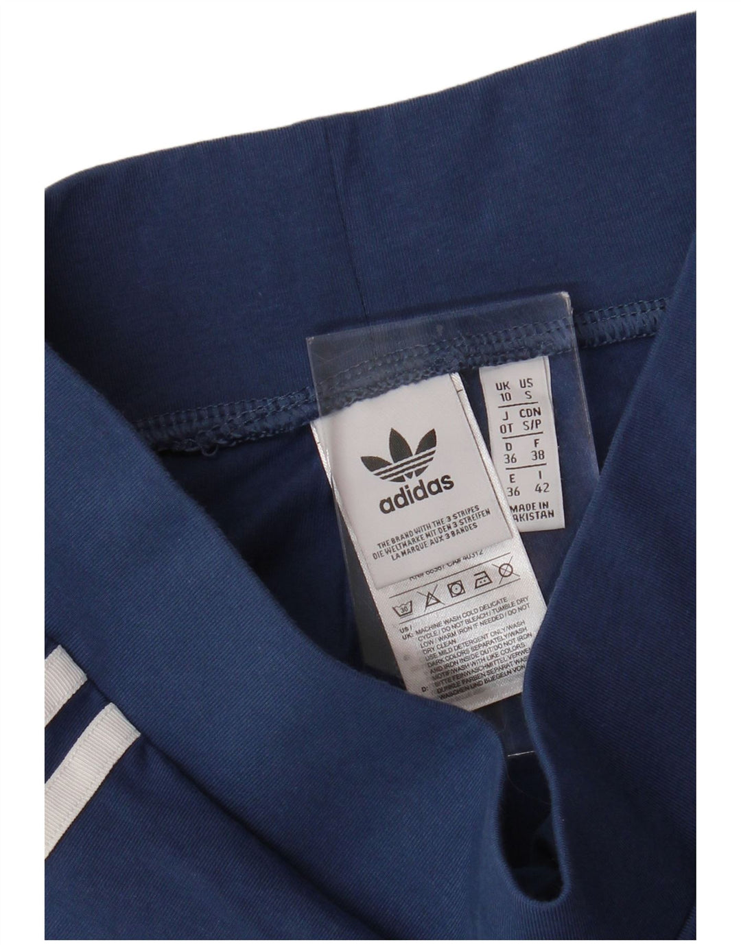 ADIDAS Damen Leggings UK 10 Small Marineblau Baumwolle