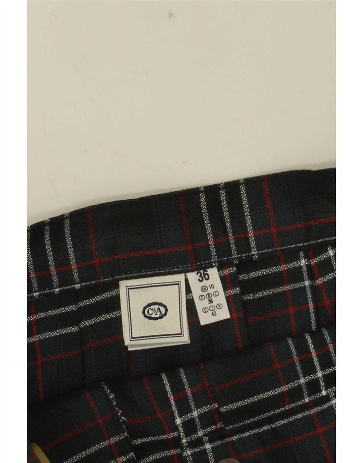 C&A Damen Wickelrock UK 10 Small W26 Grün kariertes Polyester