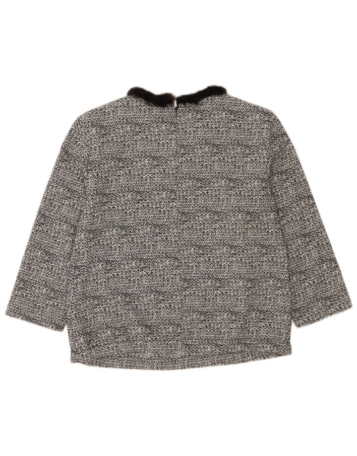 Cavalli Damen Crop 3/4-Ärmel-Blusenoberteil IT 40 Small Schwarze Baumwolle