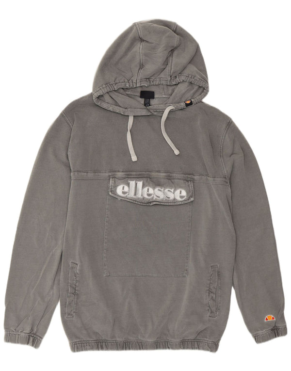 Ellesse Womens Graphic Oversized Hoodie Pullover UK 10 Small Graue Baumwolle