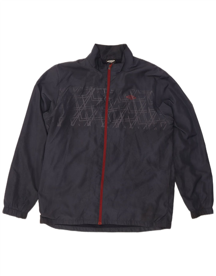 UMBRO Mens Tracksuit Top Jacket XL Navy Blue Geometric Polyester