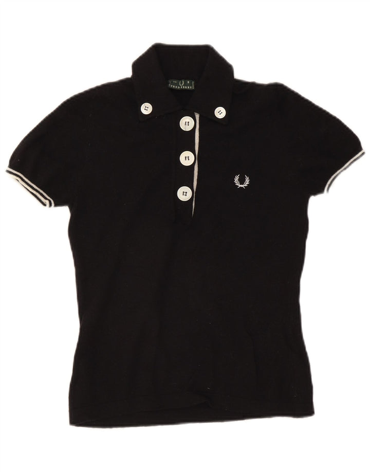 FRED PERRY Damen Poloshirt UK 10 Small Schwarz