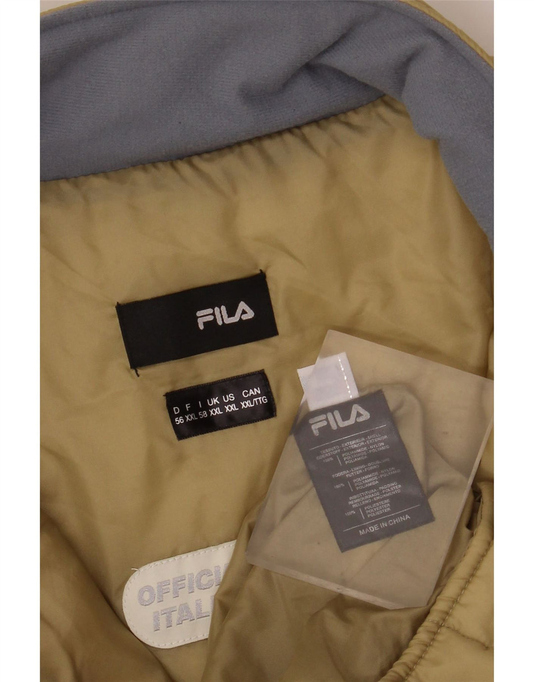 FILA Herren Wattierte Jacke UK 44 2XL Beige Polyamid