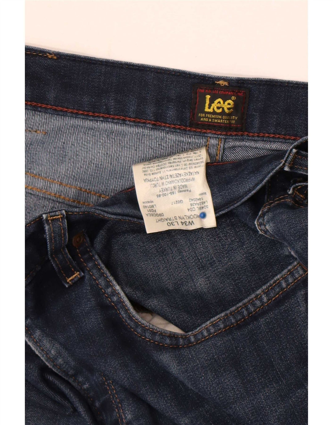 Lee Herren Brooklyn Straight Jeans W34 L30 Marineblaue Baumwolle