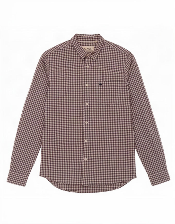 Jack Wills Herren-Hemd mit klassischer Passform, mittelblau, Gingham-Baumwolle