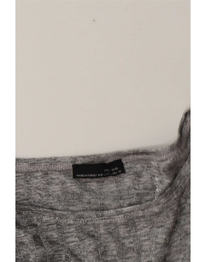 Zara Damen Top Langarm UK 16 Large Grau