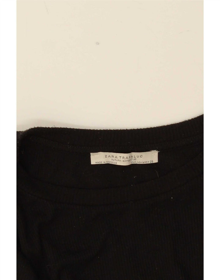 Zara Damen Trafaluc Top Langarm UK 12 Medium Schwarz