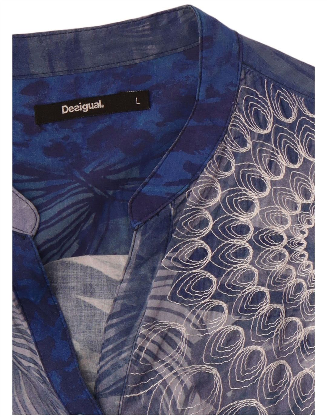 DESIGUAL Damen Hemdbluse UK 14 Large Blue Floral