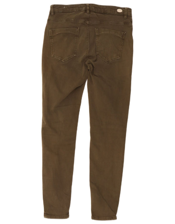 Zara Damen-Cropped-Jeans EU 40 Medium W30 L26 Khaki Baumwolle