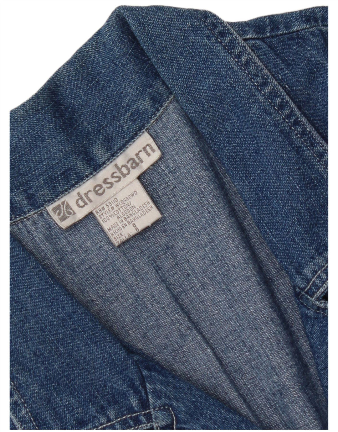 DRESS BARN Damen Kurzarm-Jeanshemd US 8 Mittelblaue Baumwolle