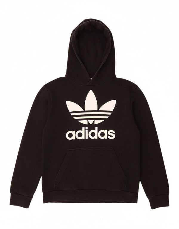 ADIDAS Kapuzenpullover mit Grafik für Jungen, 13–14 Jahre, schwarze Baumwolle