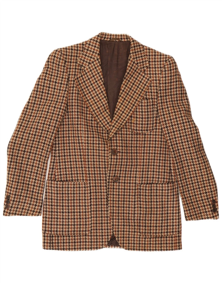 Issimo Herren-Blazer mit 2 Knöpfen, UK 38, Mittelbraun mit Hahnentrittmuster